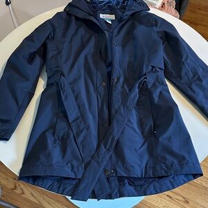Navy Columbia Hooded Raincoat